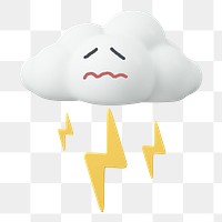 Confounded face png cloud sticker, 3D emoticon, transparent background