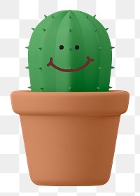 Smiling cactus png sticker, 3D emoticon illustration, transparent background