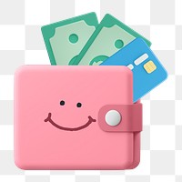 Smiling wallet png sticker, 3D emoticon illustration, transparent background