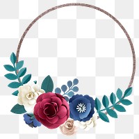 Papercraft flower round badge design element
