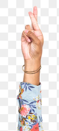 Crossed fingers png sticker, transparent background