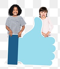 Thumbs up kids png sticker, transparent background