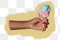 Ice-cream png sticker, ripped paper, transparent background