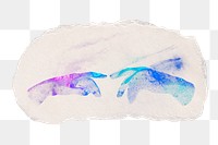 Hologram hands png sticker, ripped paper, transparent background