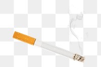 Cigarette png sticker, burning smoke image, transparent background