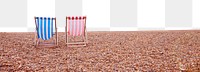 Beach chairs png border, transparent background