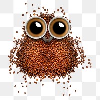 Png coffee owl shape sticker, food & drink transparent background