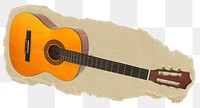 Guitar png sticker, musical instrument  ripped paper, transparent background