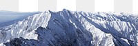 Snowy mountain png border, transparent background