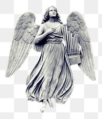 Angel statue png sticker, sculpture transparent background