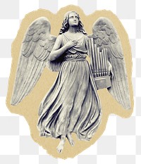 Angel statue png sticker, sculpture ripped paper, transparent background