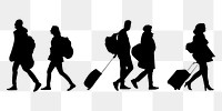 Travelers silhouette png sticker, transparent background