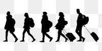 Travelers silhouette png sticker, transparent background