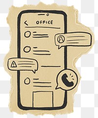 Business smartphone doodle png sticker, transparent background