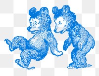 Little bears png sticker, wildlife cartoon, transparent background