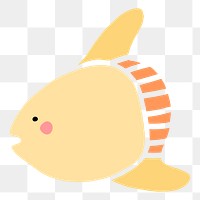 Yellow fish png animal sticker, cute marine life, transparent background