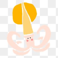 Squid png animal sticker, cute marine life, transparent background