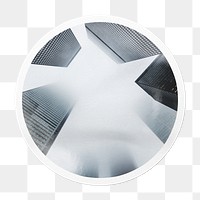 Png skyscraper office buildings sticker, circle frame, transparent background