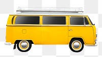 Yellow minivan png sticker, retro vehicle  image on transparent background