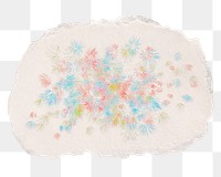 Colorful fireworks png sticker, ripped paper, transparent background