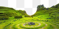 Fairy Glen png border, transparent background, famous Scottish landmark