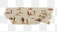 Png people at the beach, summer sticker, washi tape, transparent background