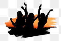 PNG Silhouette of a group of friends, collage element, transparent background