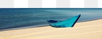 Boat on beach png border, transparent background