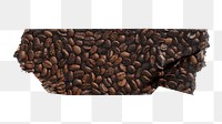 Aesthetic coffee beans png sticker, washi tape, transparent background