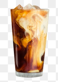 Iced latte coffee png sticker, refreshment image on transparent background