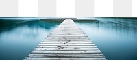 Wooden pier png border, lake view, transparent background