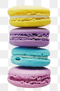 Colorful macaroons png sticker, dessert food cut out, transparent background