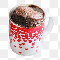 Chocolate mug cake png sticker, dessert image on transparent background