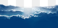 Blue cloudscape png border, transparent background