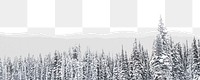 Winter forest trees png border, torn paper design, transparent background