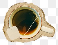 Tea png sticker, food & drink ripped paper, transparent background