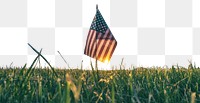 American flag png border sticker, grass on transparent background