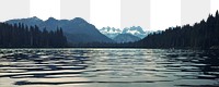 Lake landscape png border sticker, nature on transparent background