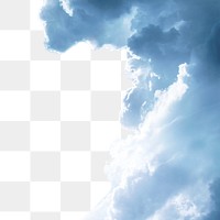 Cloudy sky png border, transparent background