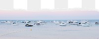 Anchored boats png border, torn paper design, transparent background