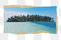 Tropical Summer beach png sticker, ripped paper, transparent background