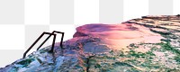 Aesthetic cliff png border, pastel sky reflection, transparent background