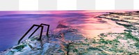 Aesthetic cliff png border, pastel sky reflection, transparent background