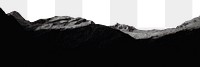 Dark mountain landscape png border, transparent background