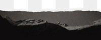 Dark mountain landscape png border, torn paper design, transparent background