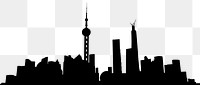 Shanghai silhouette png border, transparent background