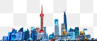 Shanghai cityscape png border, transparent background