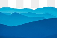 Blue hills png border, transparent background