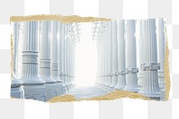 Png aesthetic white pillars sticker, ripped paper, transparent background