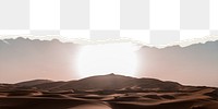 Sahara desert png border, torn paper design, transparent background